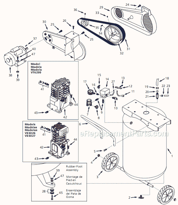 Page A Diagram and Parts List for VS5026 2001 Campbell Hausfeld Compressor